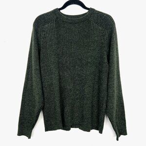 Sonoma Dark Olive Green Ribbed Crewneck Sweater Men's Medium